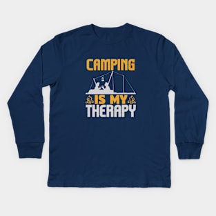 camping is my therapy Kids Long Sleeve T-Shirt